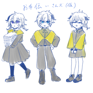 イレミア学園の事務局3人ラフ